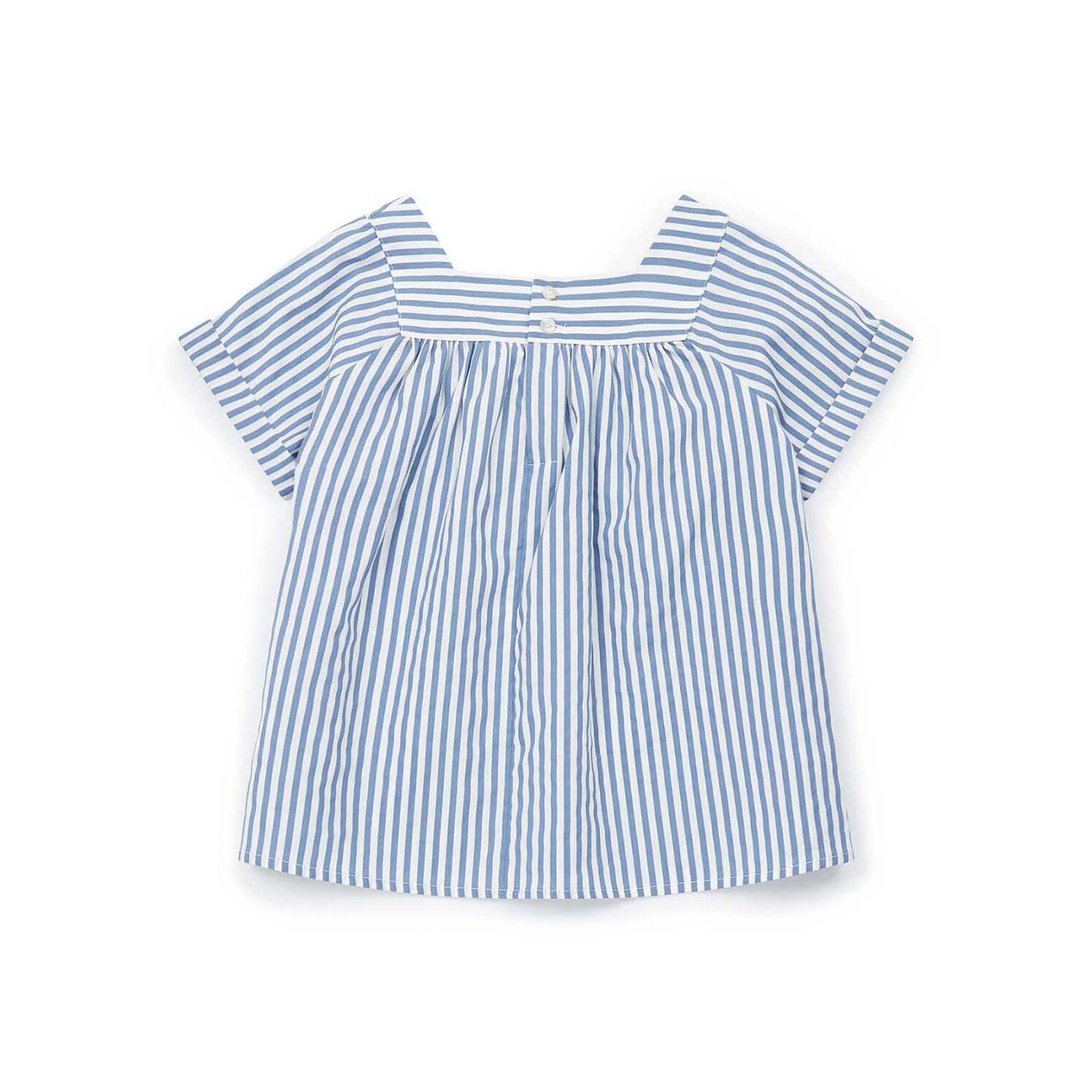 Girls Blue Stripe Cotton Top