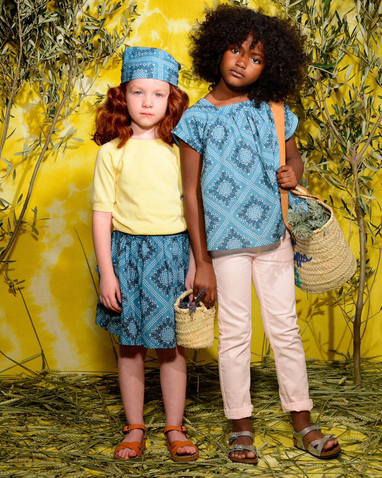Girls Blue Printing Cotton Top