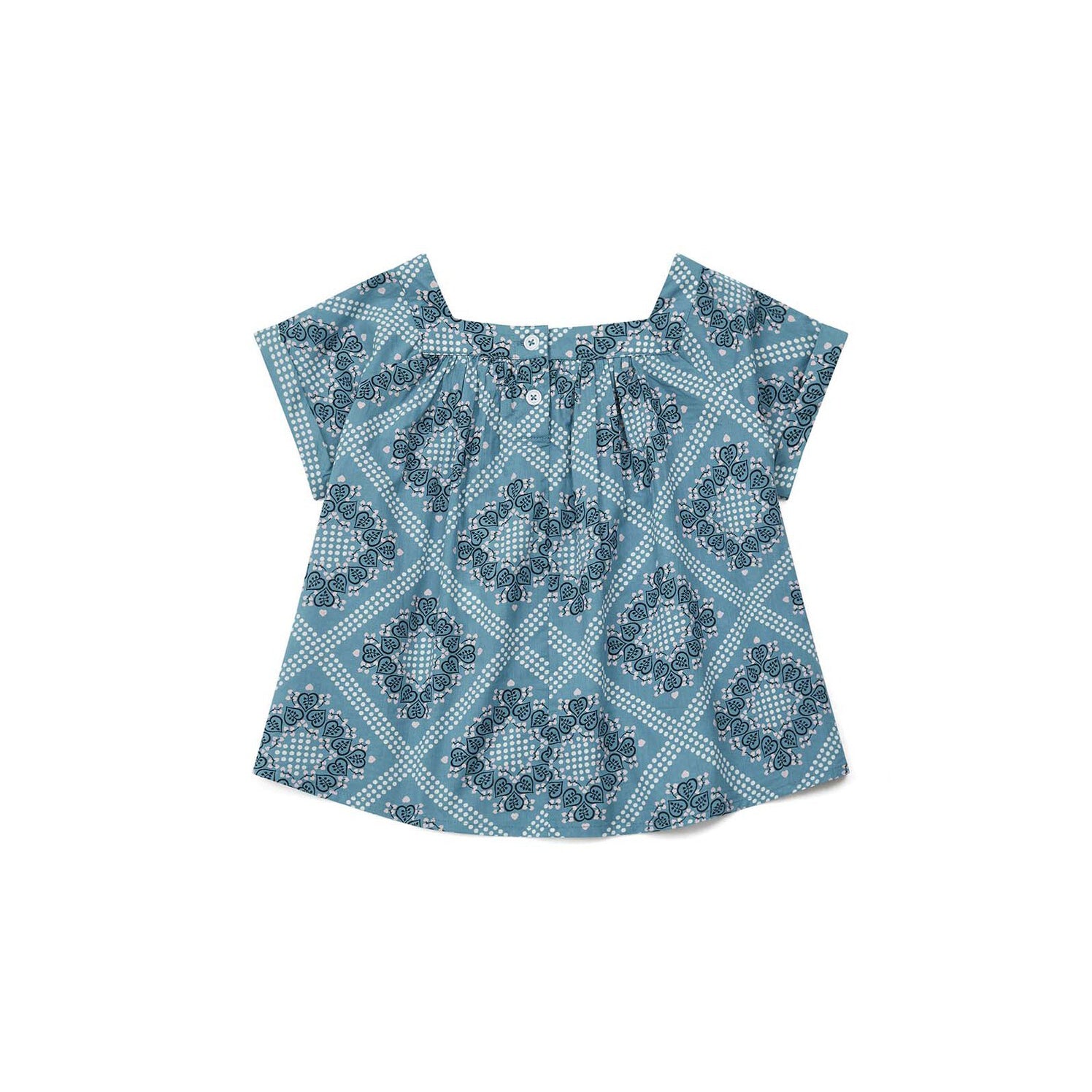 Girls Blue Printing Cotton Top