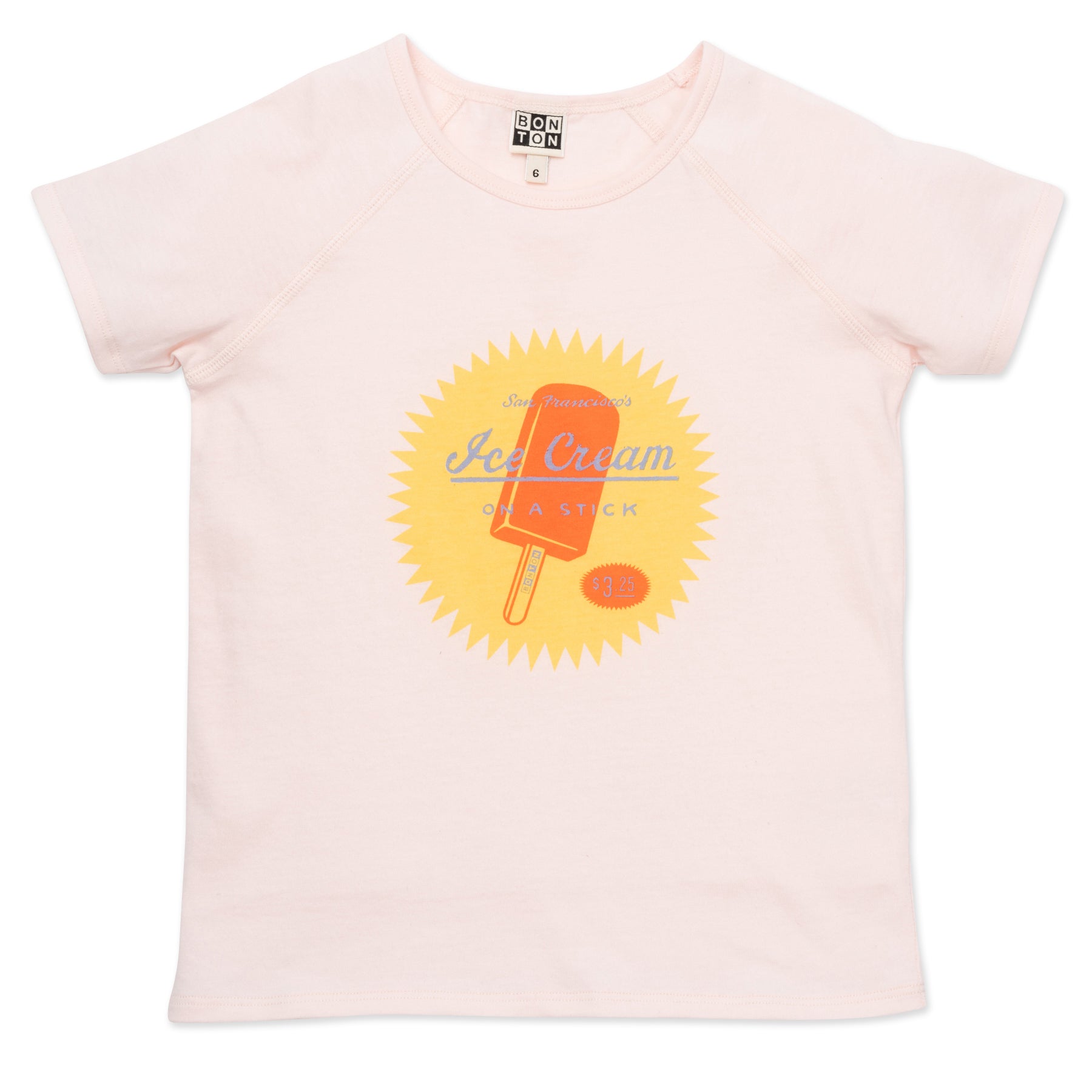 Girls Pink Cream Cotton T-Shirt