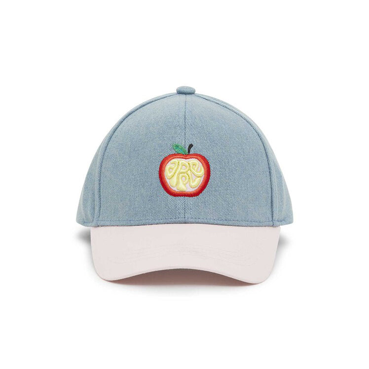 Girls Light Blue Apple Denim Cap