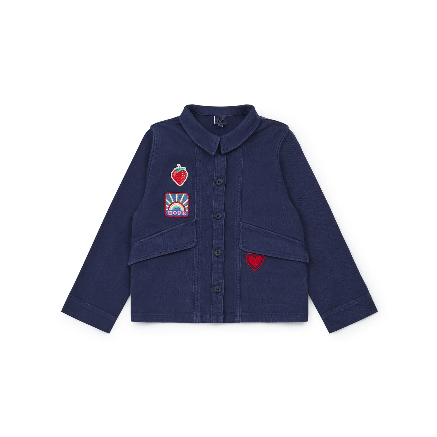 Girls Blue Embroidered Jacket