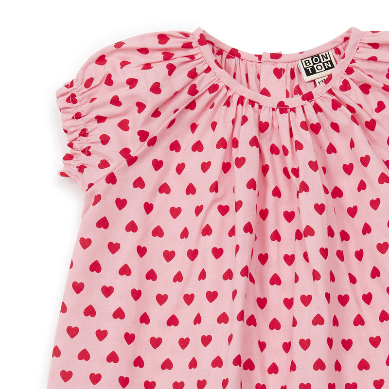 Baby Girls Pink Heart Cotton Dress