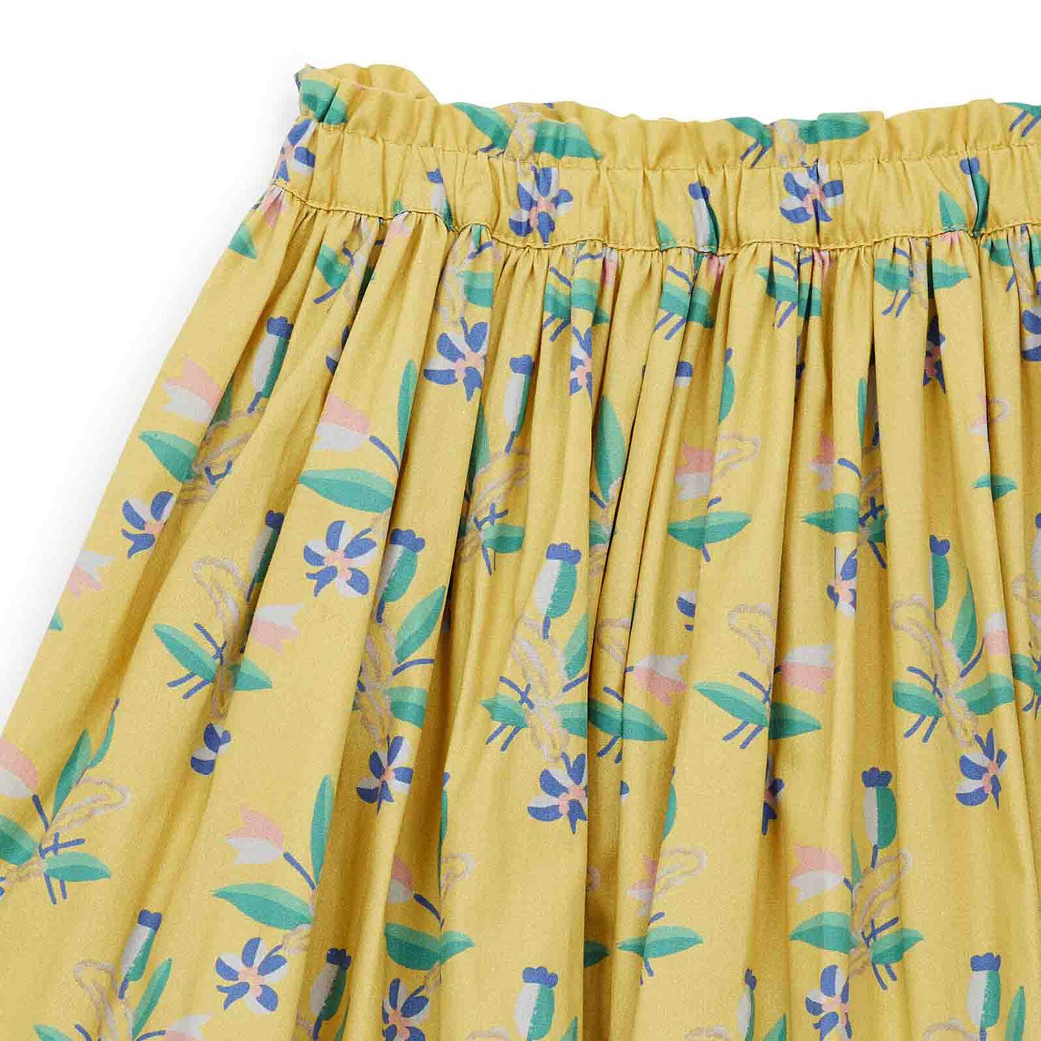 Girls Yellow Floral Cotton Skirt