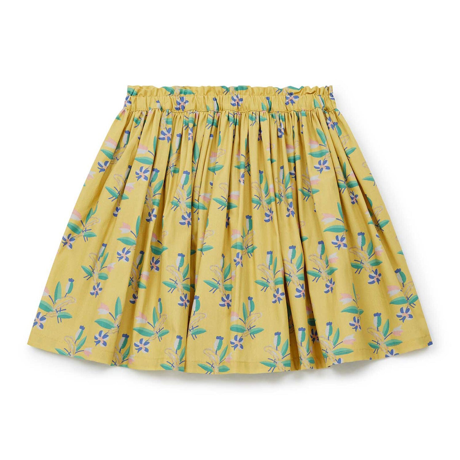 Girls Yellow Floral Cotton Skirt