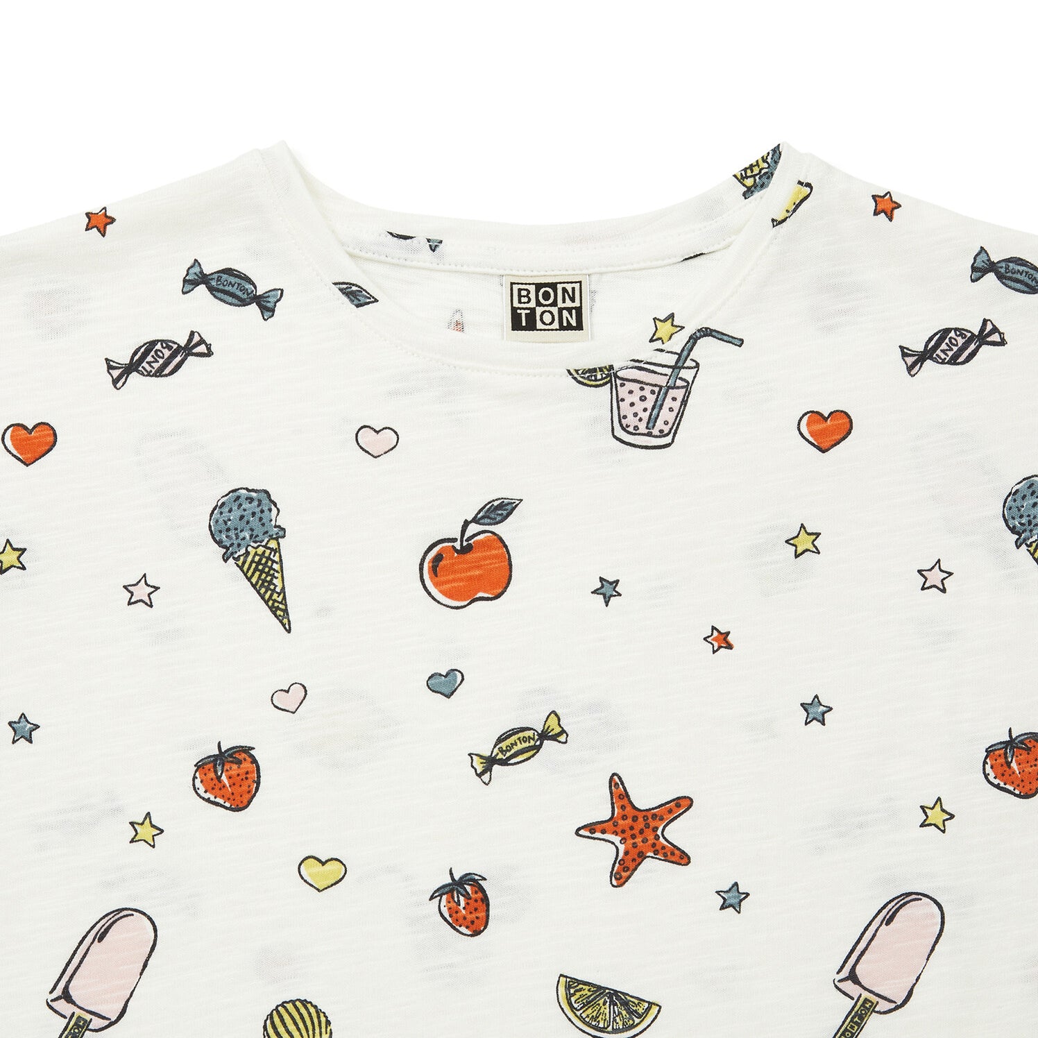 Girls White Painted Cotton T-Shirt