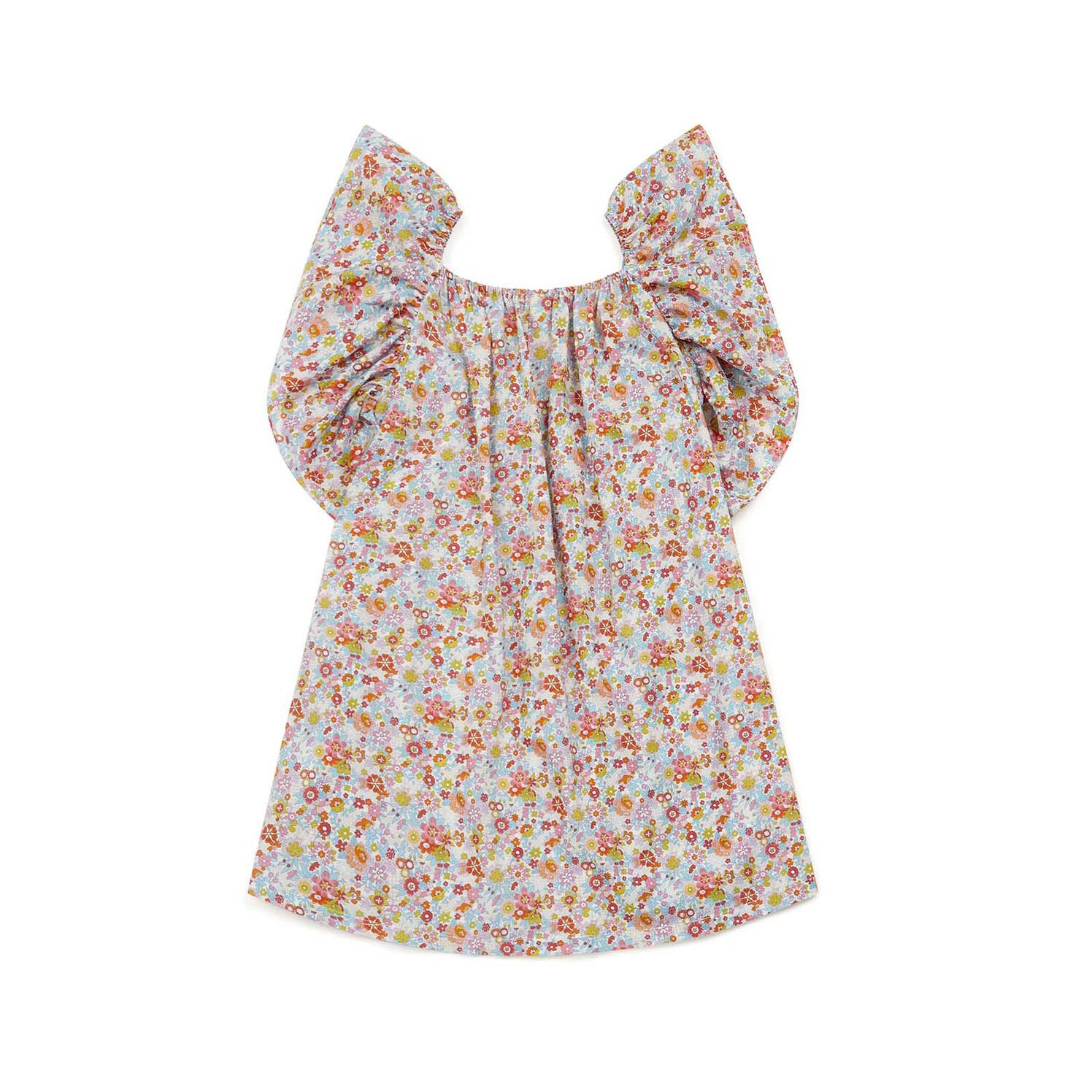 Girls Multicolor Floral Cotton Dress