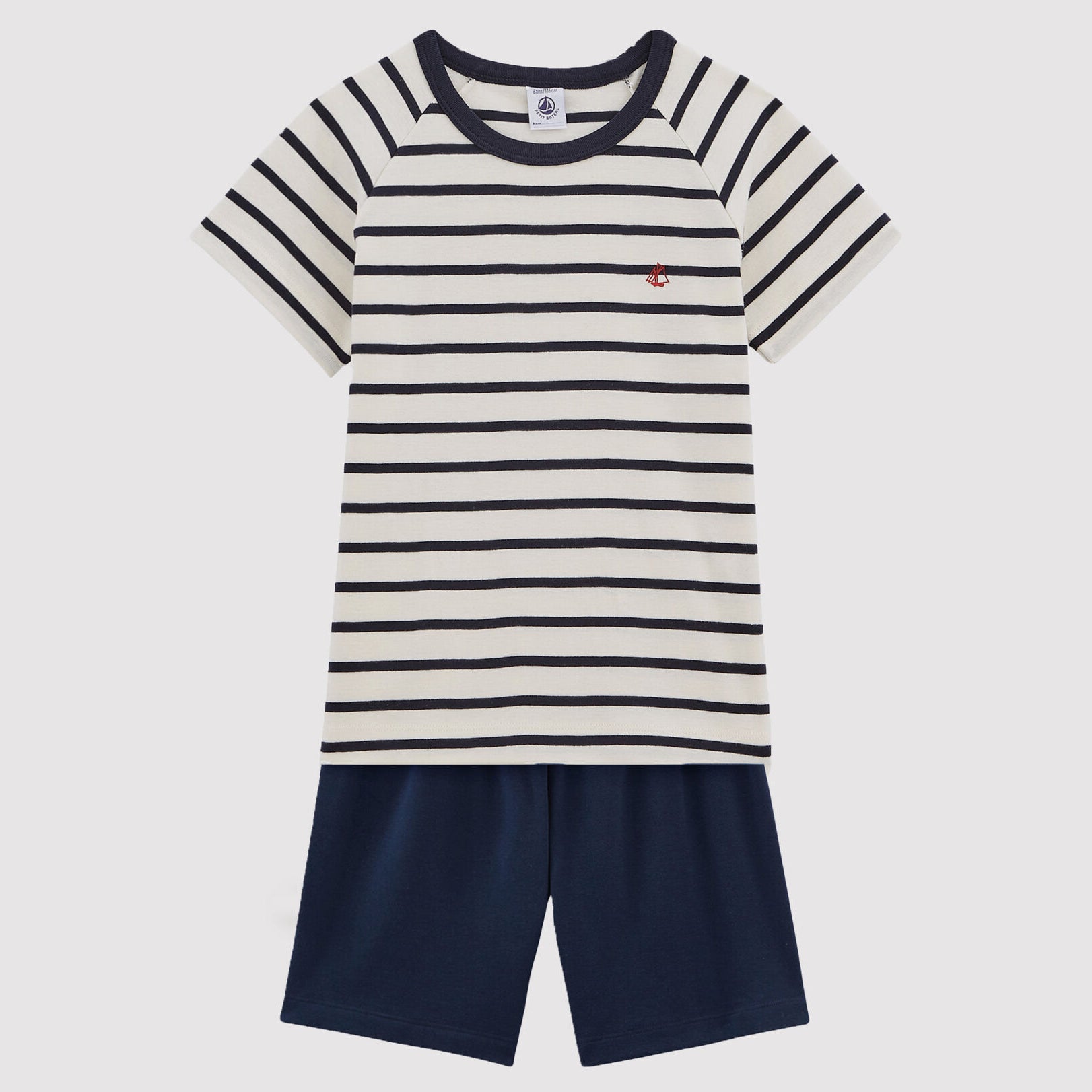 Boys Navy Stripes Cotton Set