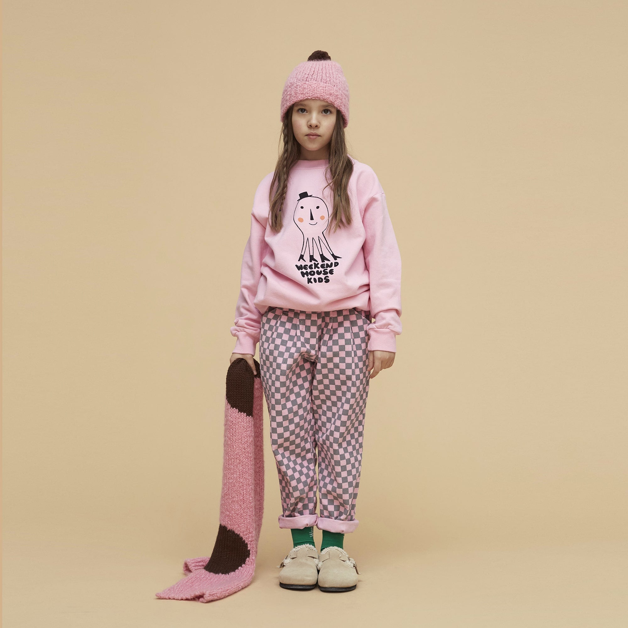Boys & Girls Pink Check Corduroy Trousers