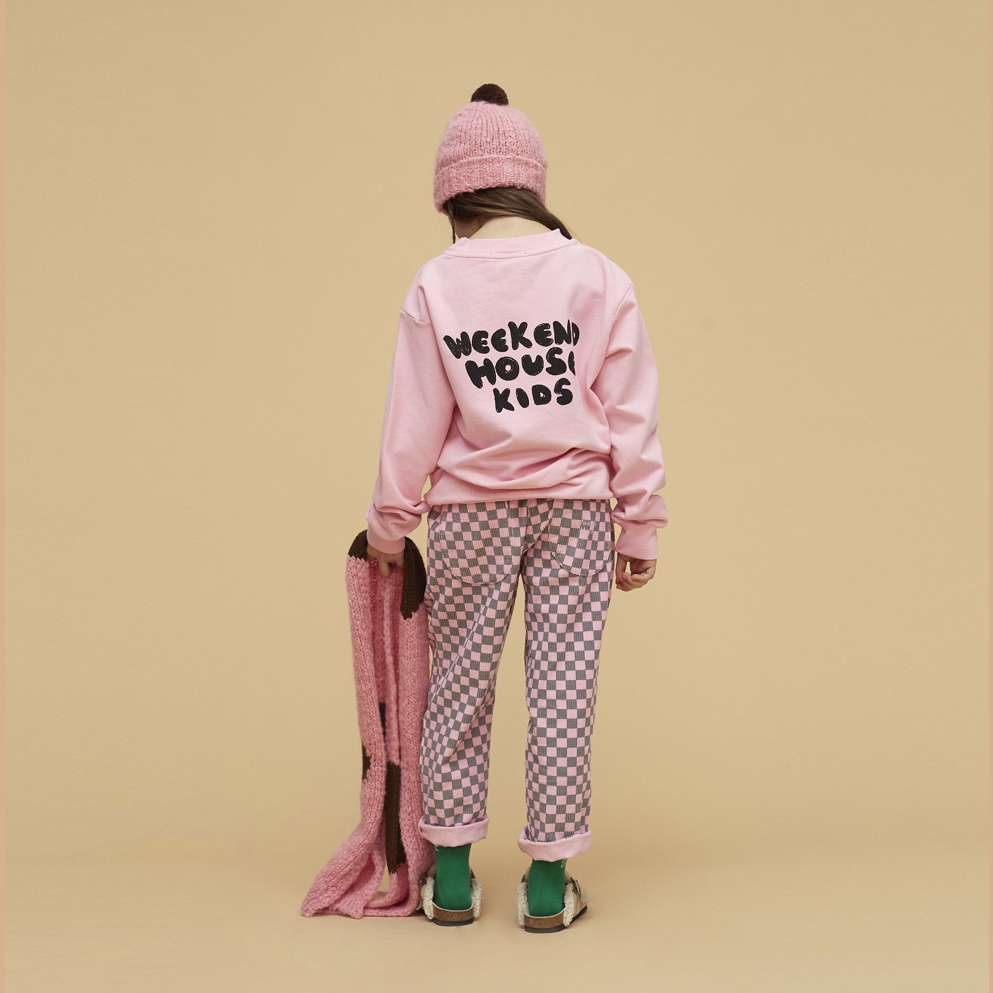 Boys & Girls Pink Check Corduroy Trousers