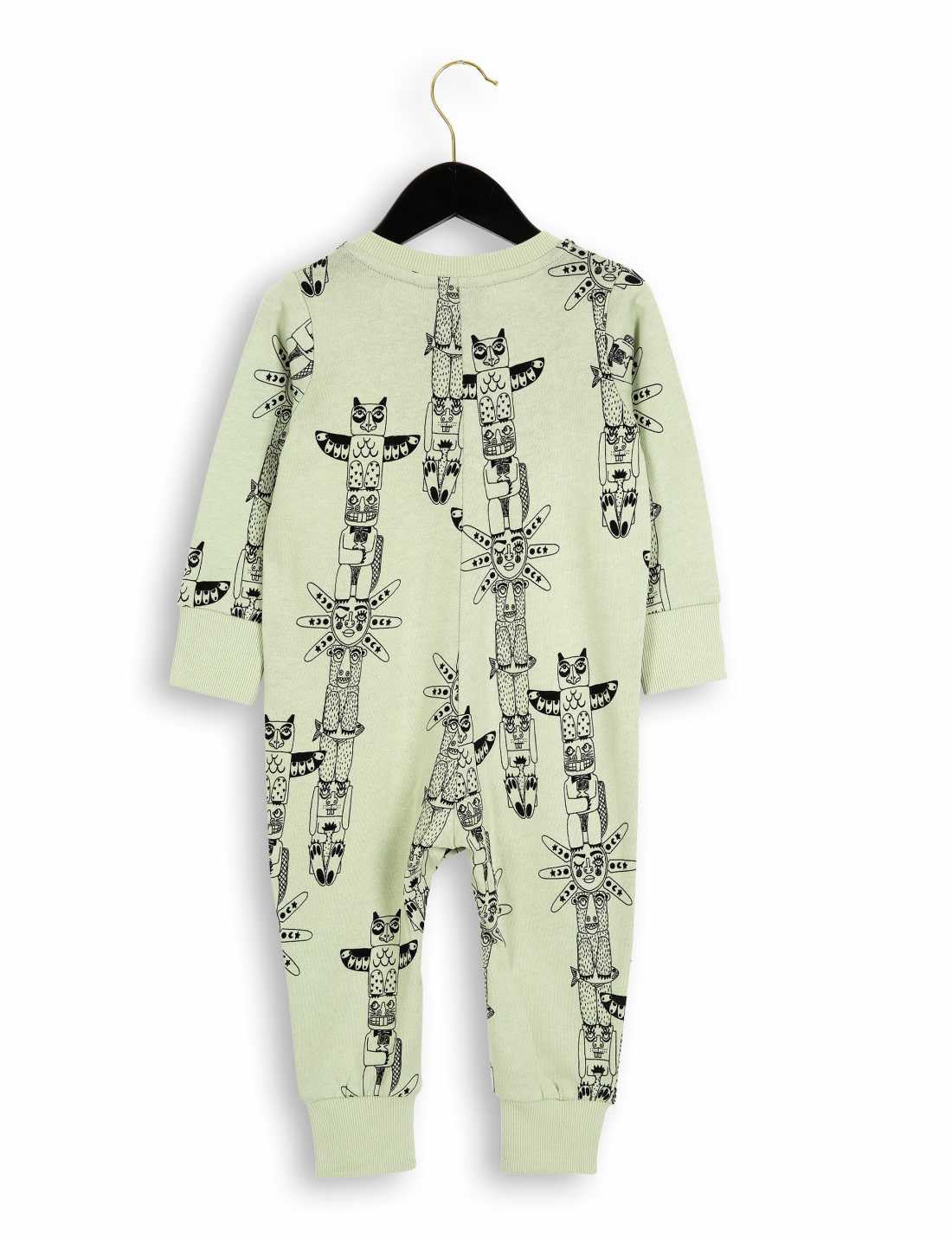Baby Green Totem Printed Organic Cotton Babygrow - CÉMAROSE | Children's Fashion Store - 3