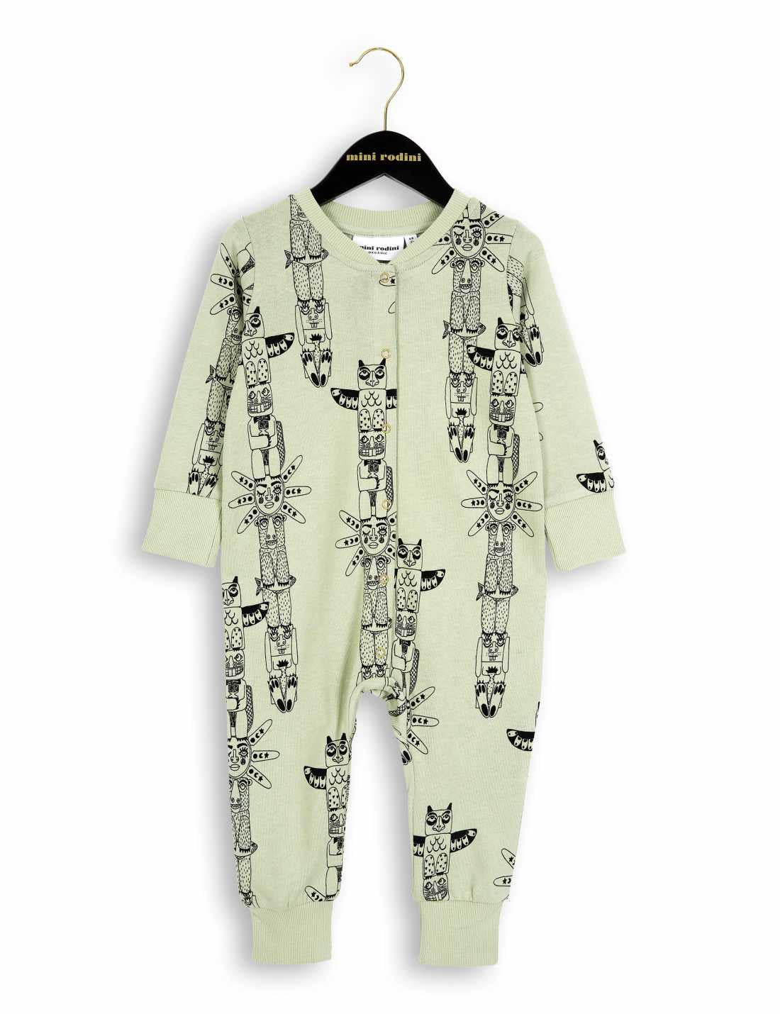 Baby Green Totem Printed Organic Cotton Babygrow - CÉMAROSE | Children's Fashion Store - 1