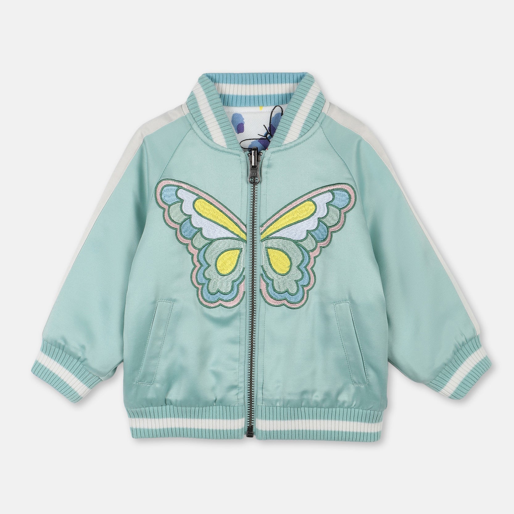 Baby Girls Mint Butterfly Reversible Jacket