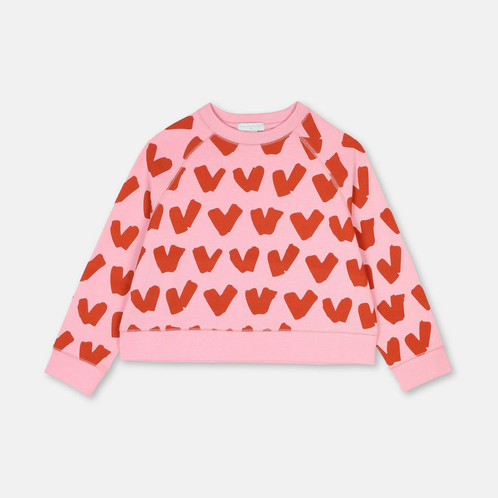 Girls Pink Hearts Cotton Sweatshirt
