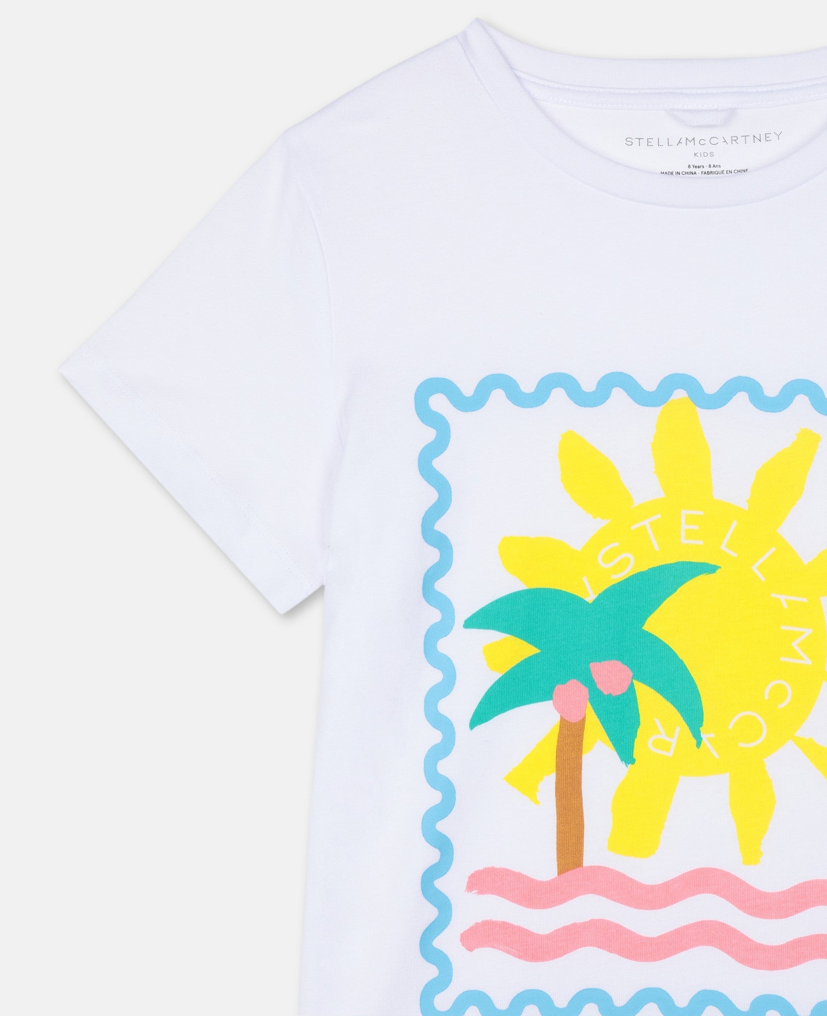 Girls White Printing Cotton T-Shirt