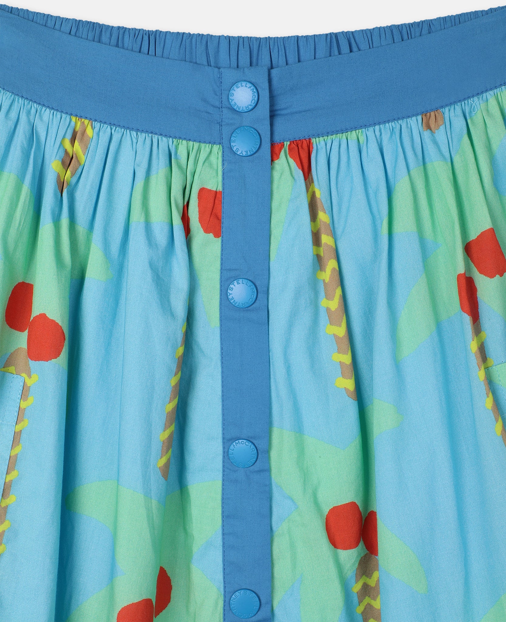 Girls Blue Palm Trees Cotton Skirt