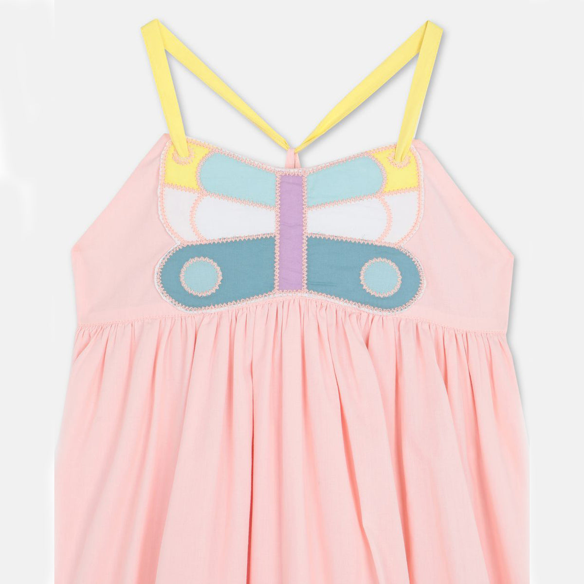 Girls Light Pink Butterfly Cotton Dress