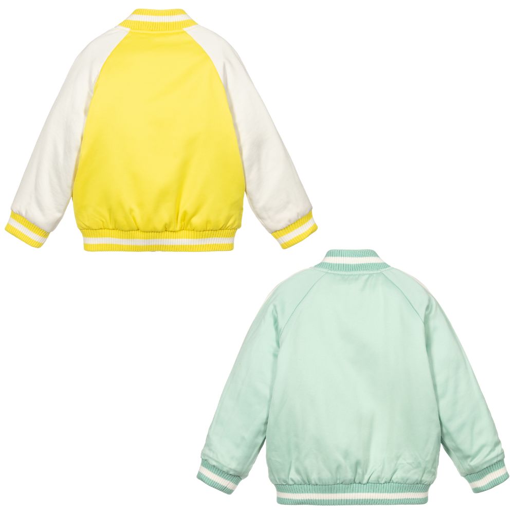 Girls Mint & Yellow Reversible Butterfly Jacket