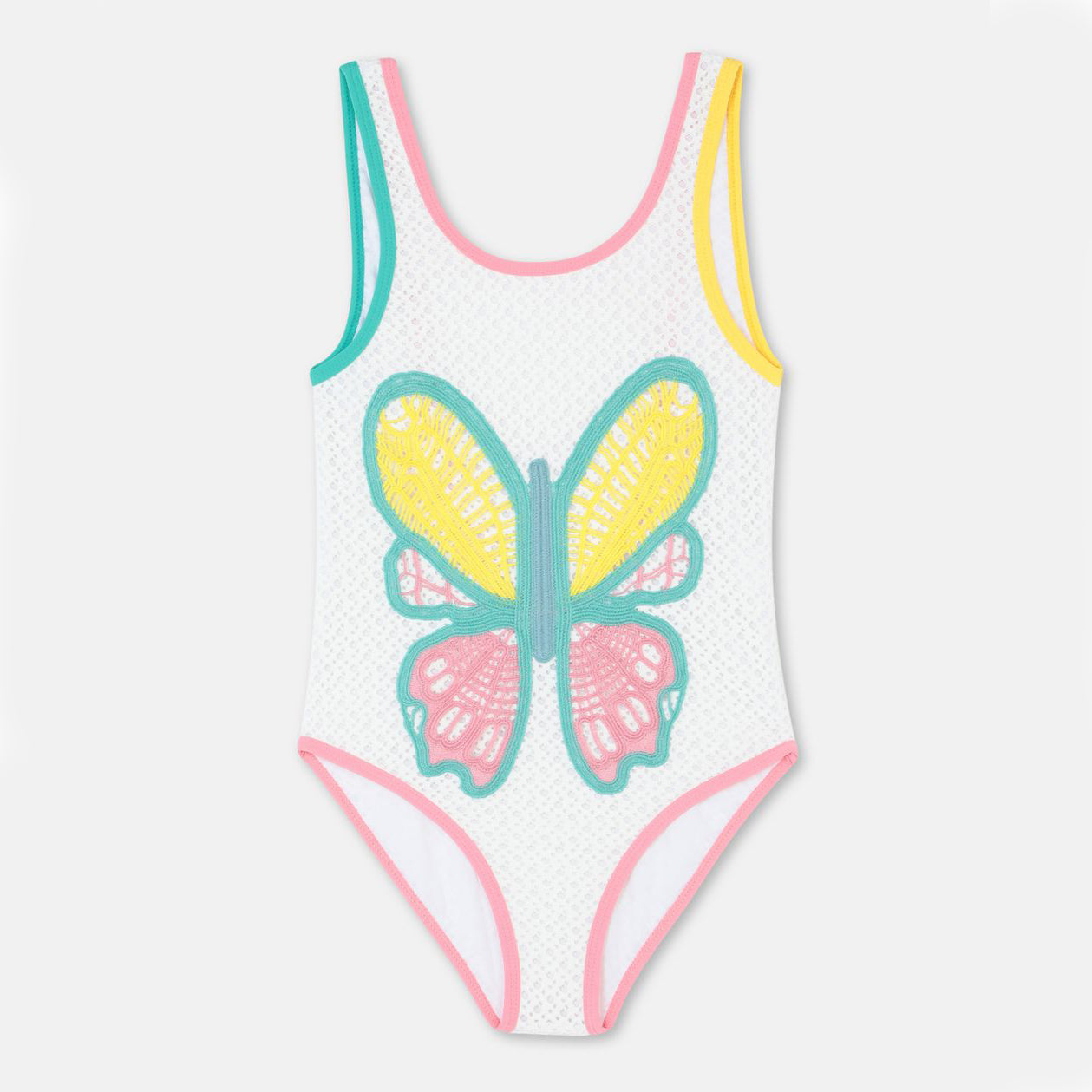 Girls White Butterfly Swimsuit