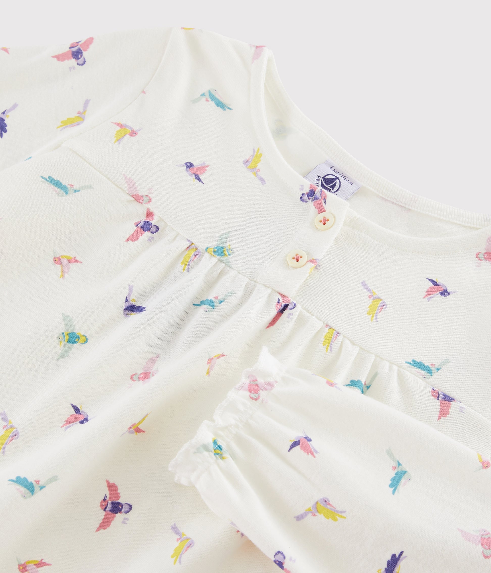 Girls White Birds Cotton Nightwear Set