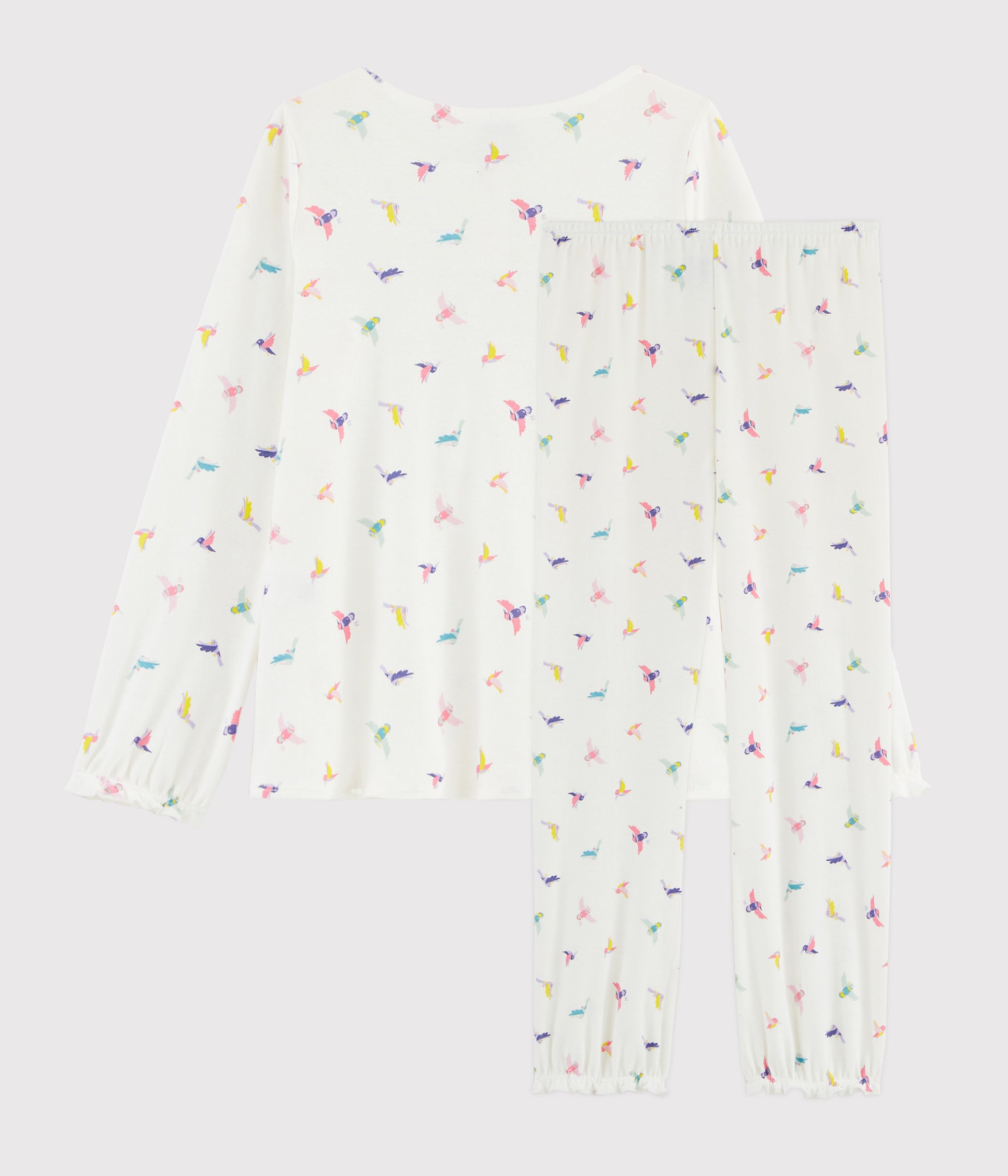 Girls White Birds Cotton Nightwear Set