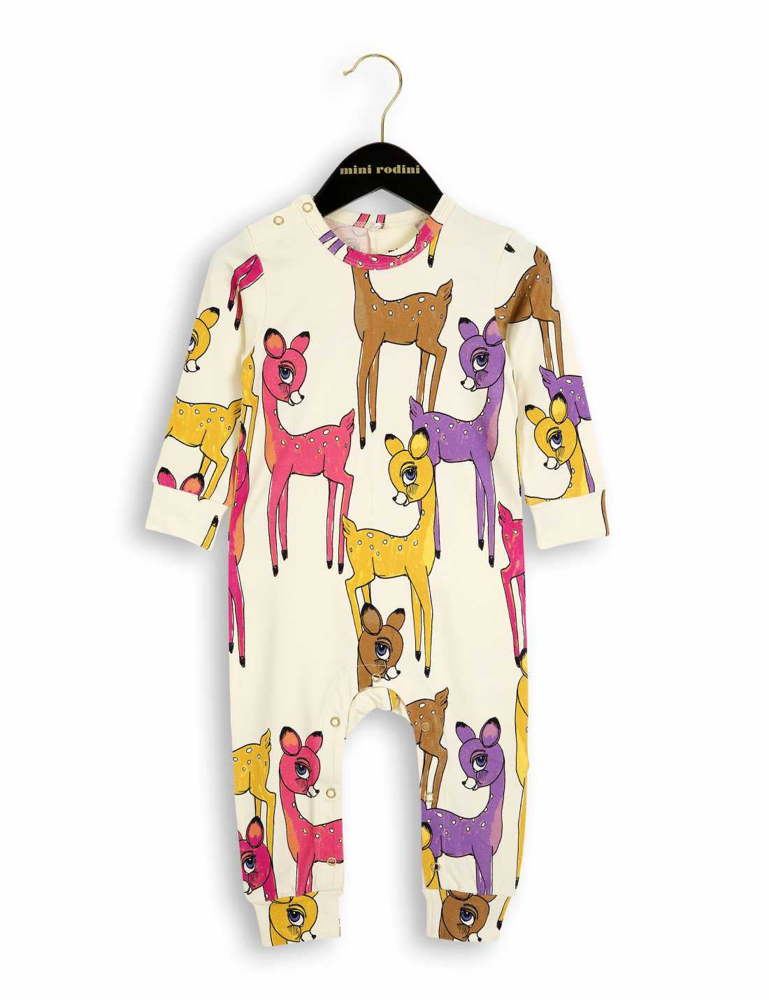Baby Ivory & Pink Deer Organic Cotton Babygrow - CÉMAROSE | Children's Fashion Store - 1
