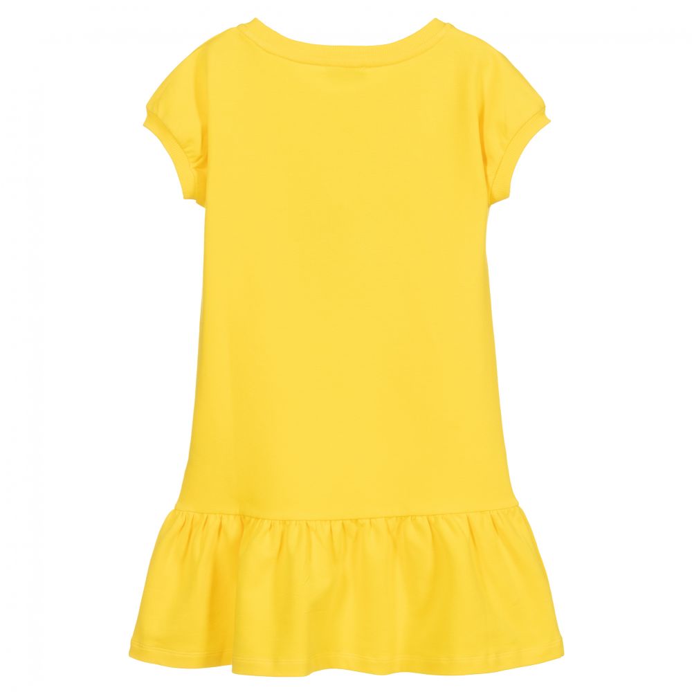 Girls Yellow Logo Cotton Dress