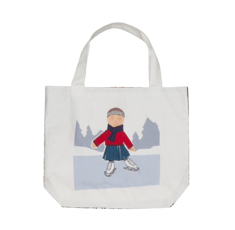 Girls White Fancy Printed & Check Trims Bag - CÉMAROSE | Children's Fashion Store - 1
