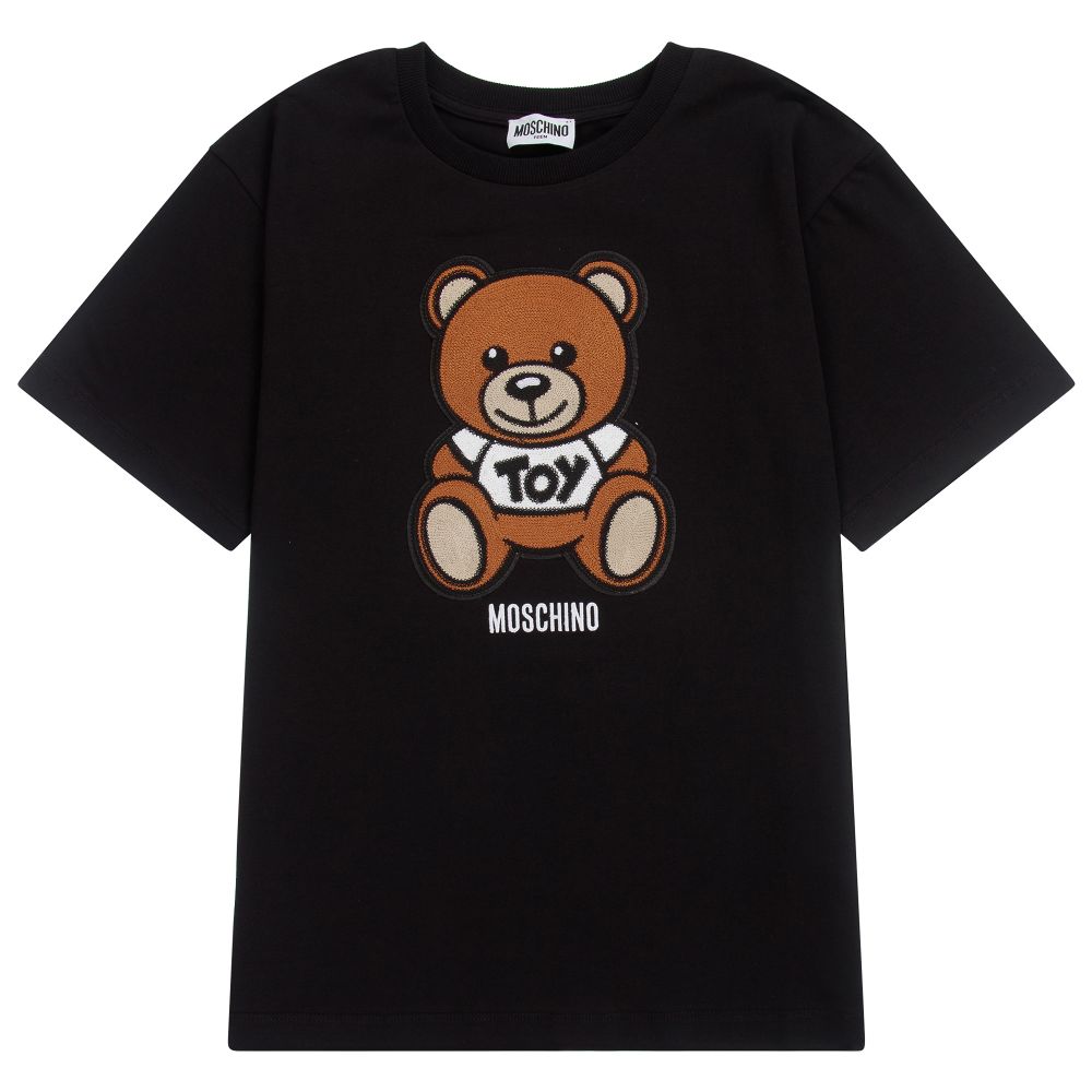 Boys & Girls Black Cotton T-Shirt