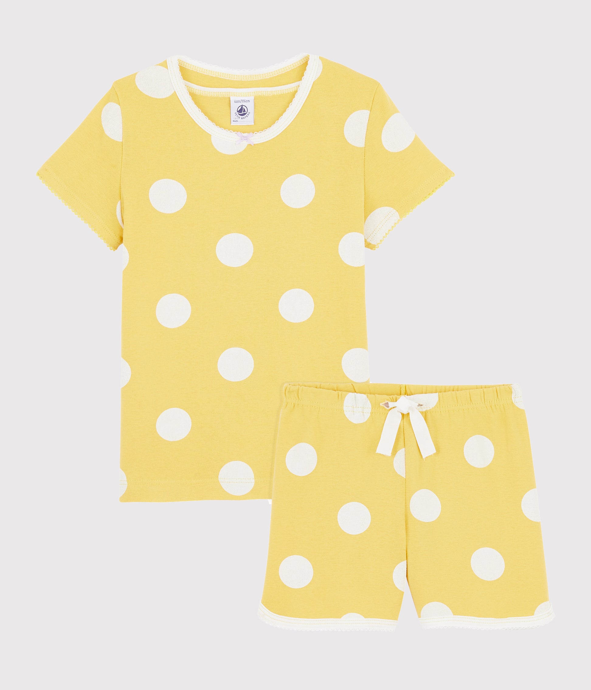 Girls Yellow Dots Cotton Nightwear set