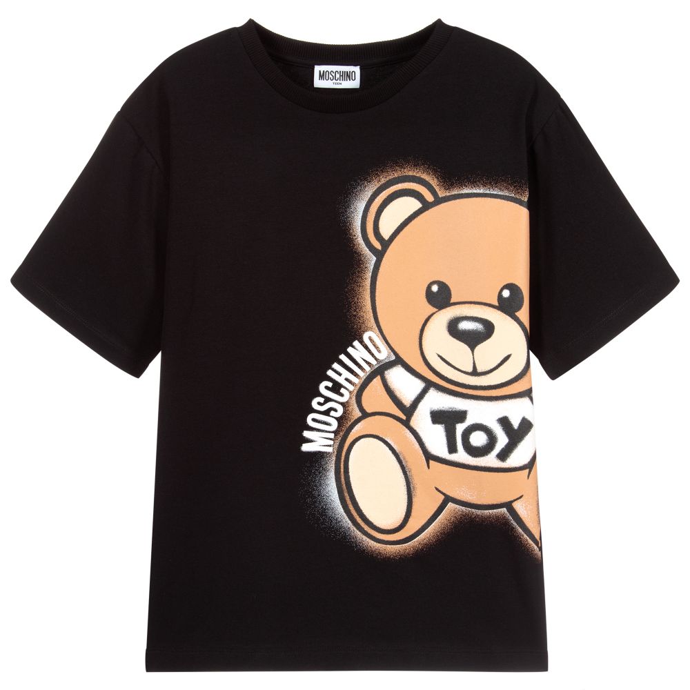 Boys & Girls Black Cotton T-Shirt