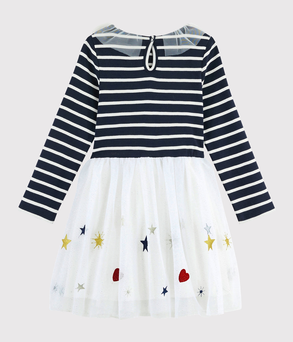 Girls Black & White Stripe Tulle Cotton Dress
