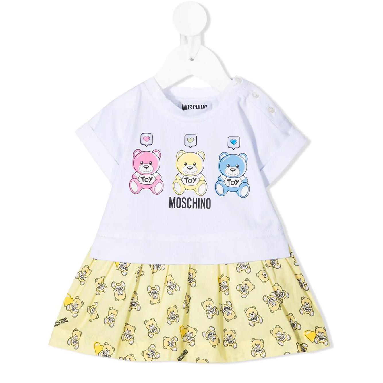 Baby Girls White & Yellow Cotton Dress