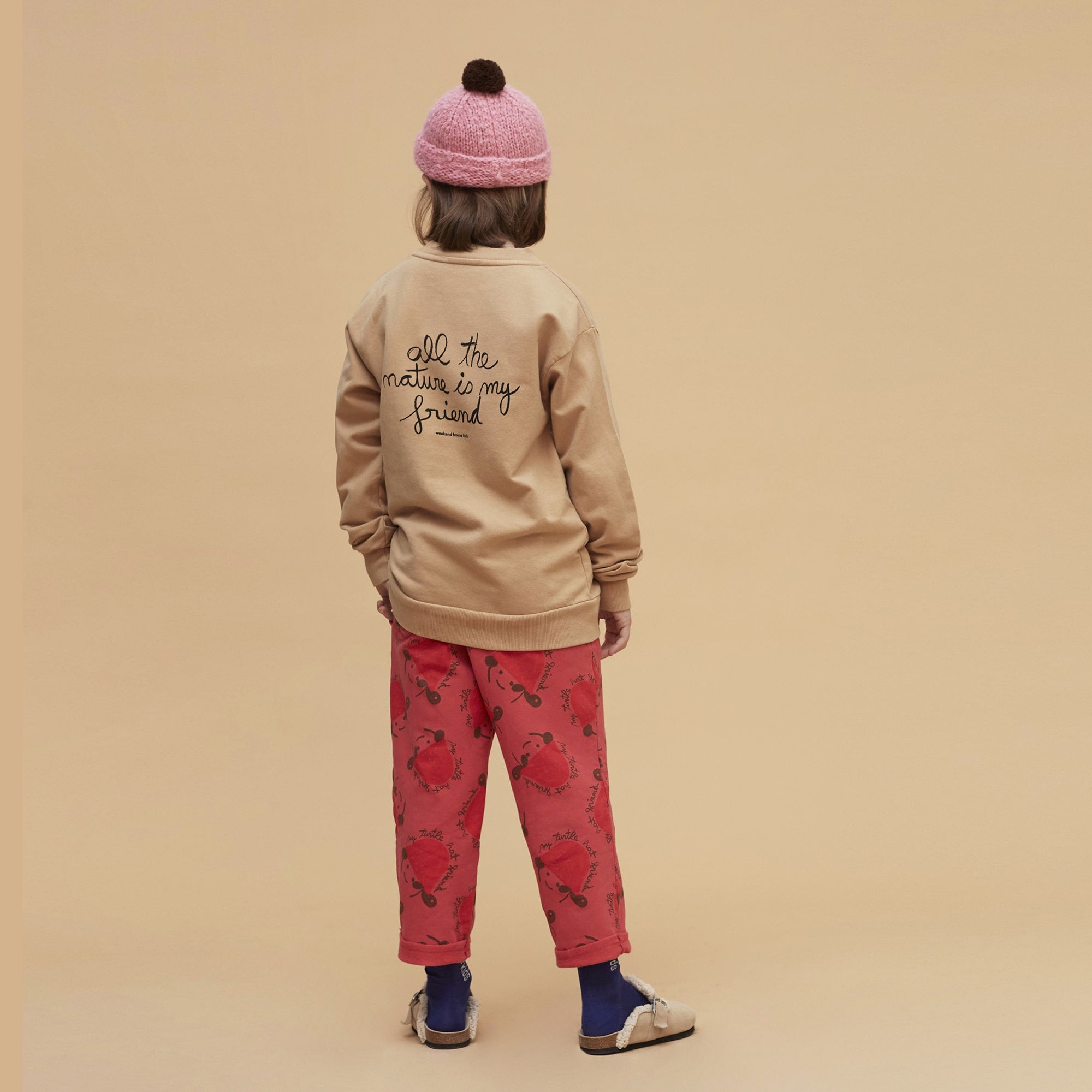 Boys & Girls Light Brown Printed Cotton Sweatshirt