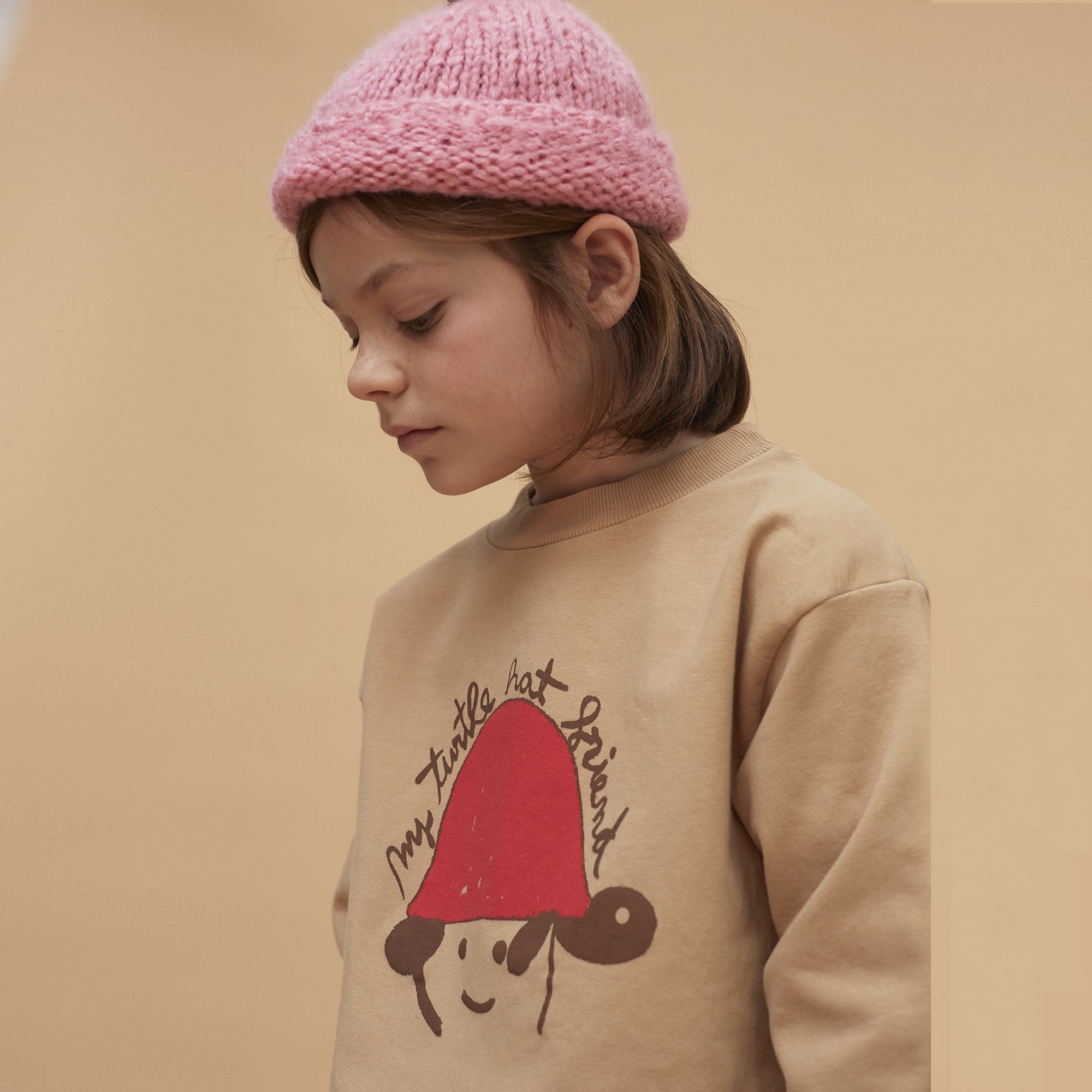 Boys & Girls Light Brown Printed Cotton Sweatshirt