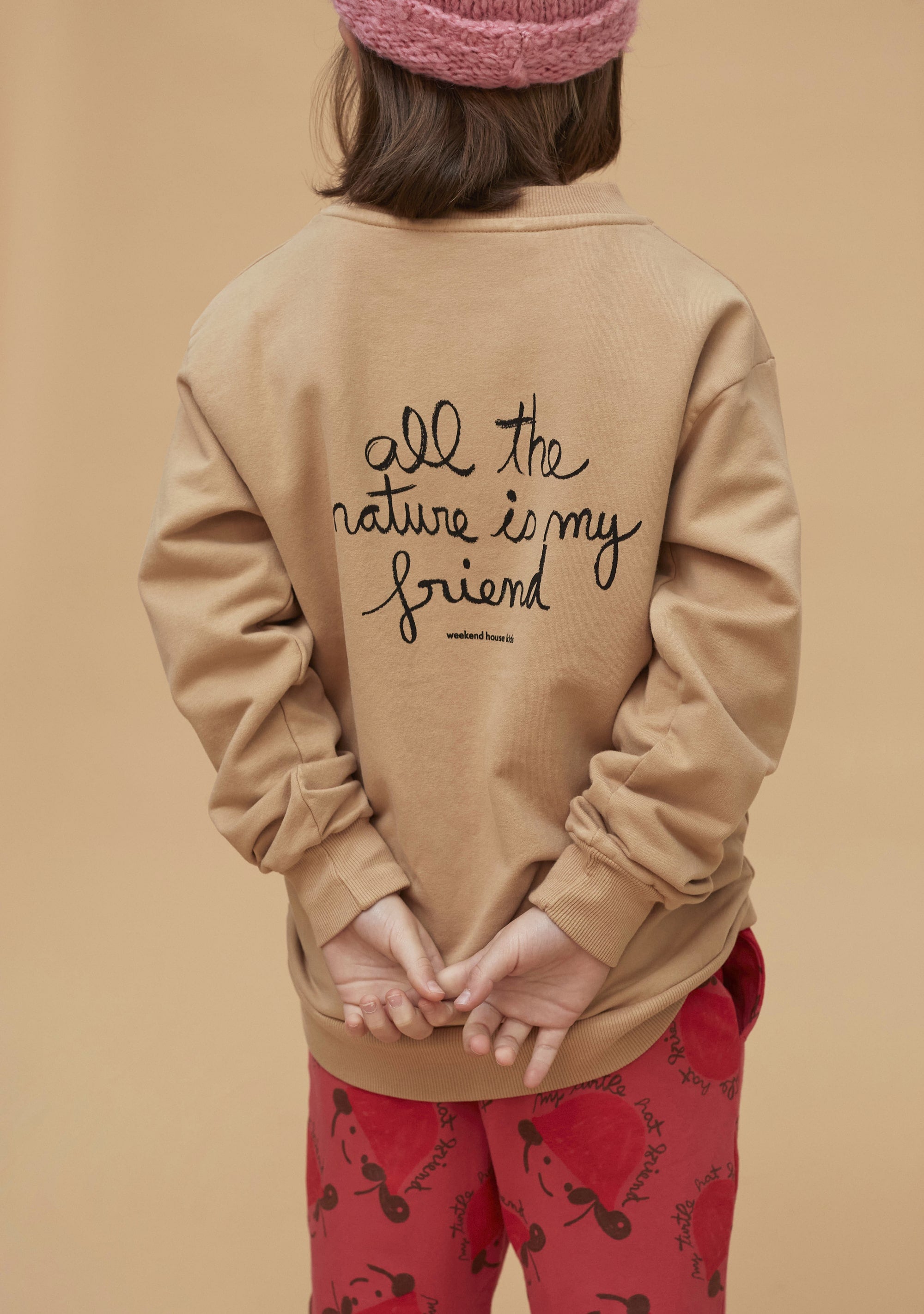 Boys & Girls Light Brown Printed Cotton Sweatshirt