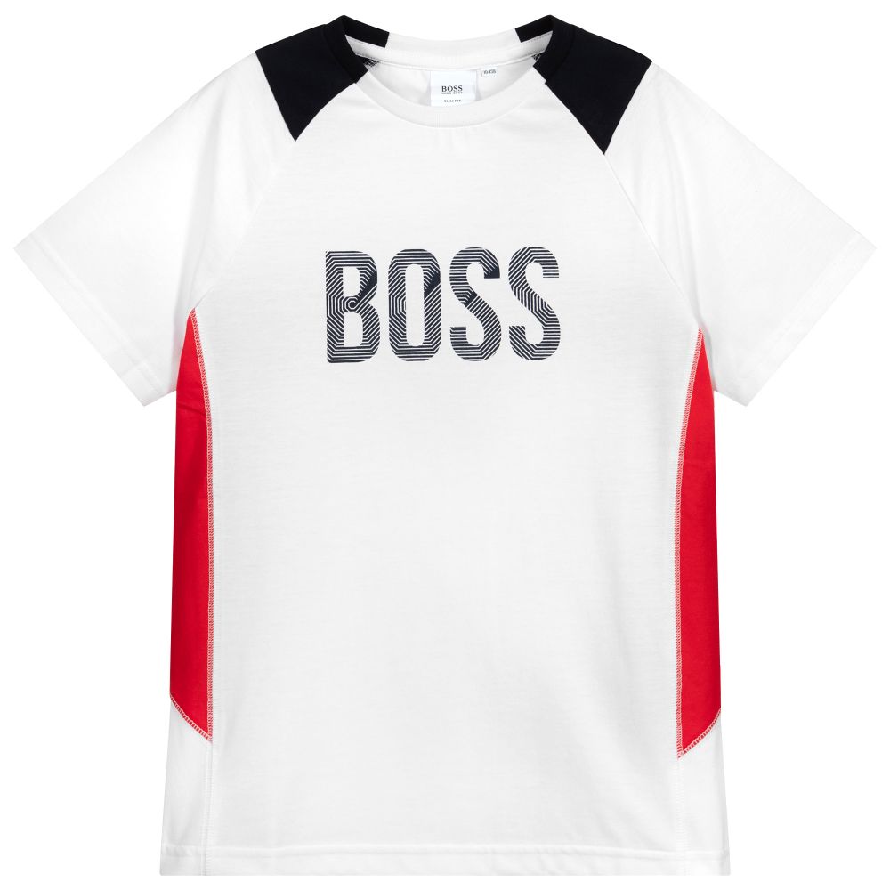 Boys White & Red Logo T-Shirt