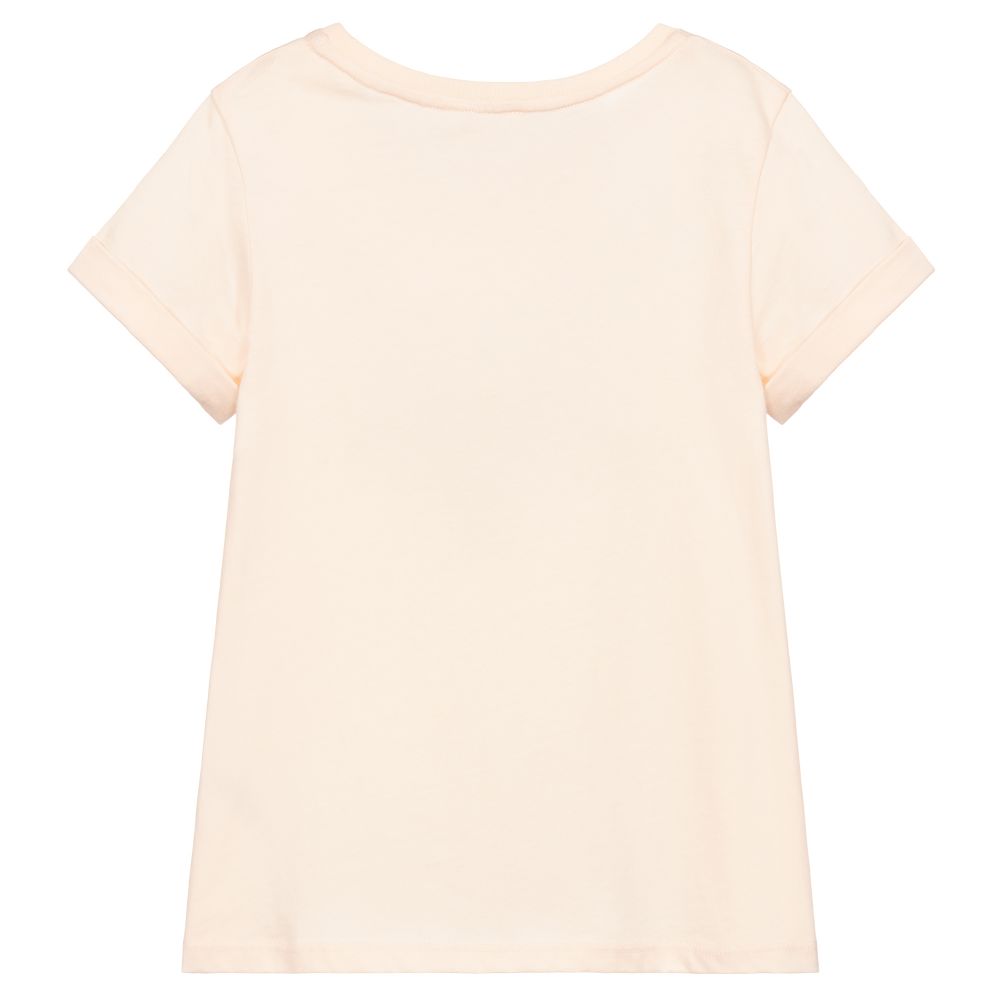 T-shirt en coton rose pâle à logo pour filles