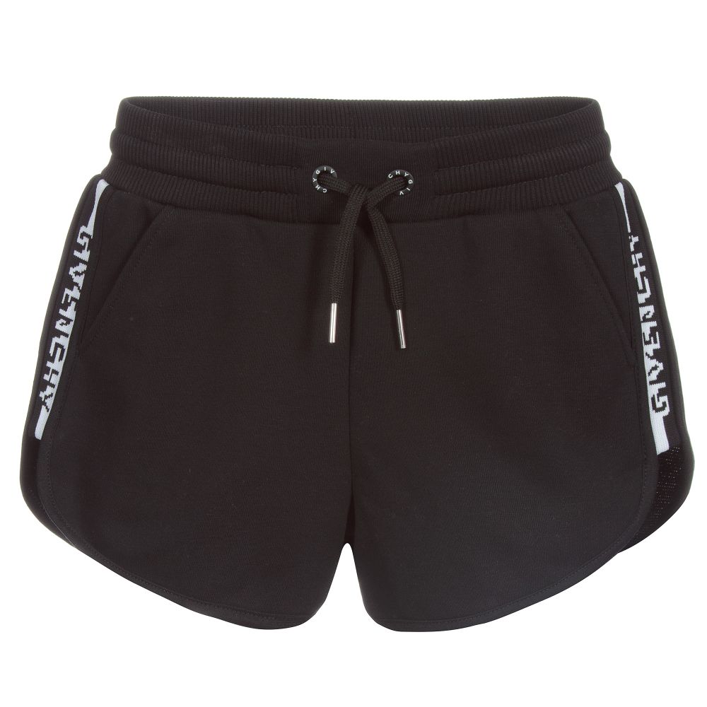 Girls Black Logo Cotton Shorts