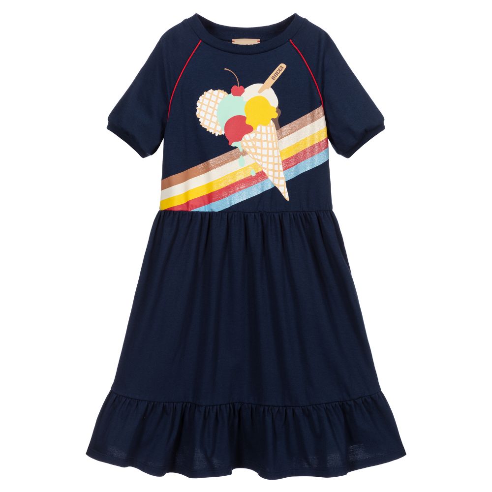 Robe en coton imprimée bleue pour filles