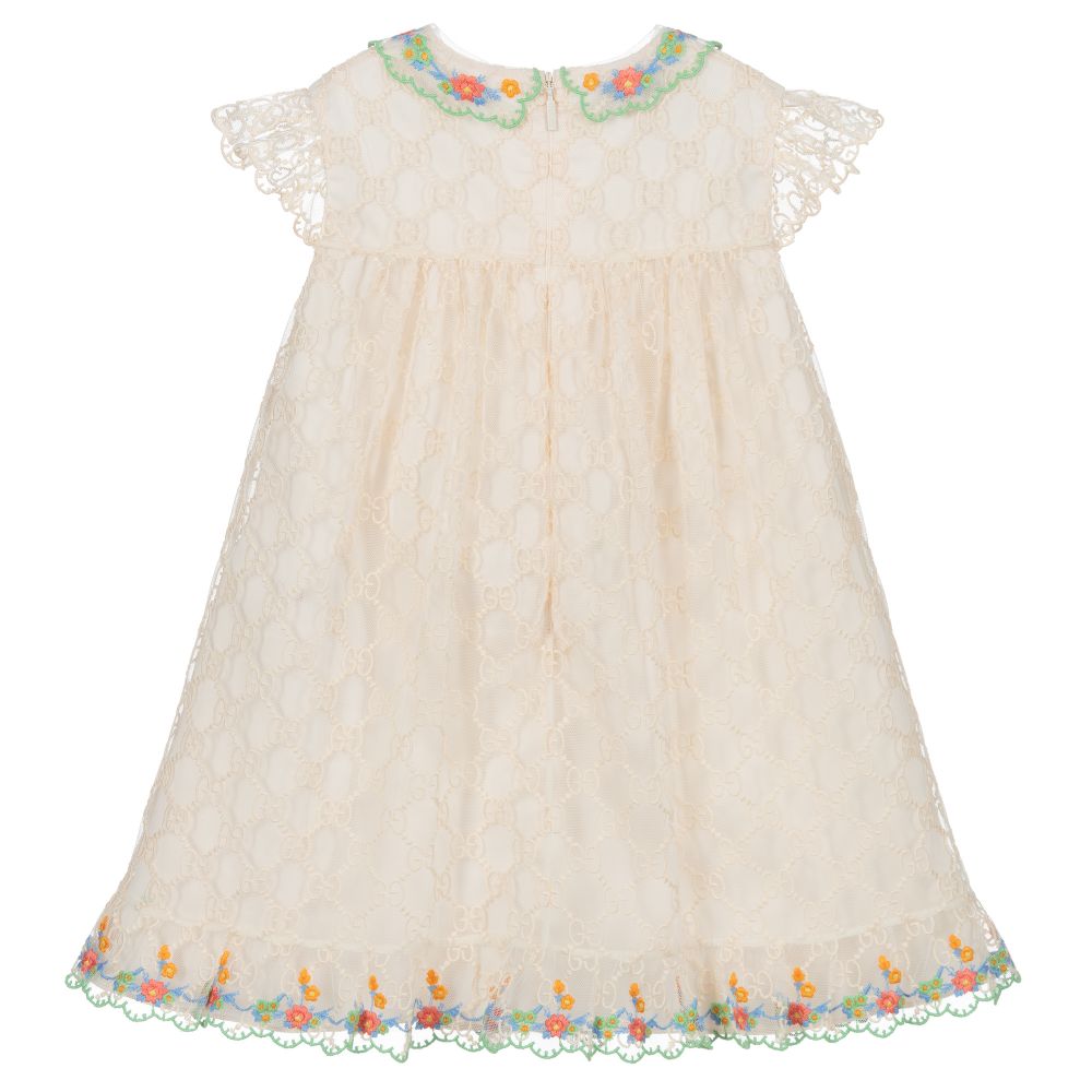 Robe bébé en broderie GG ivoire