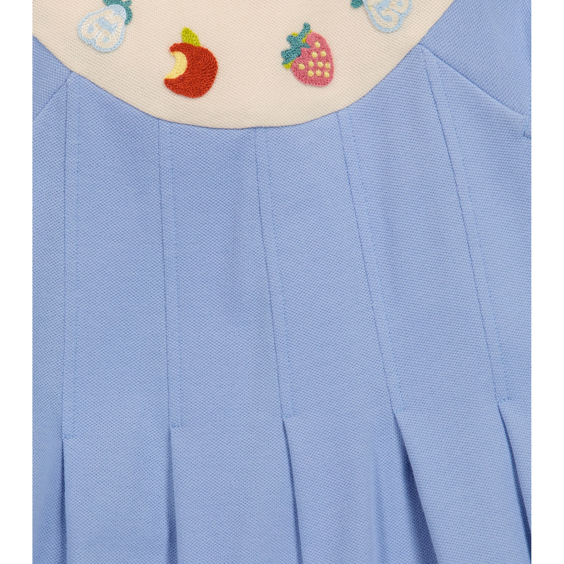 Girls Blue Embroidered Cotton Dress