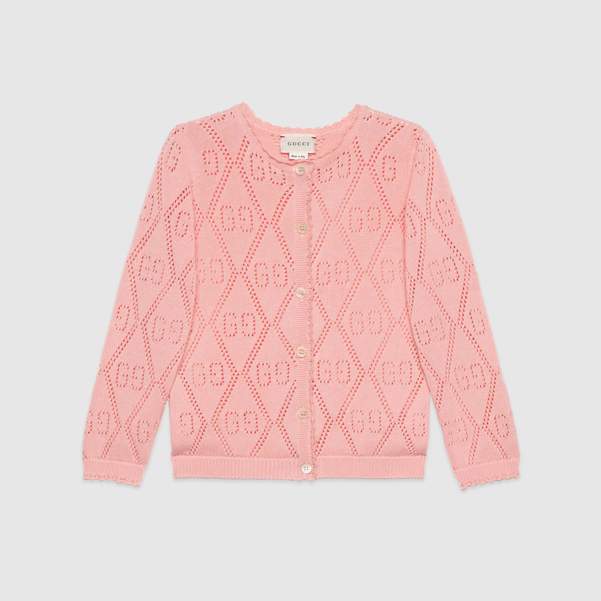 Girls Pink GG Logo Cotton Cardigan