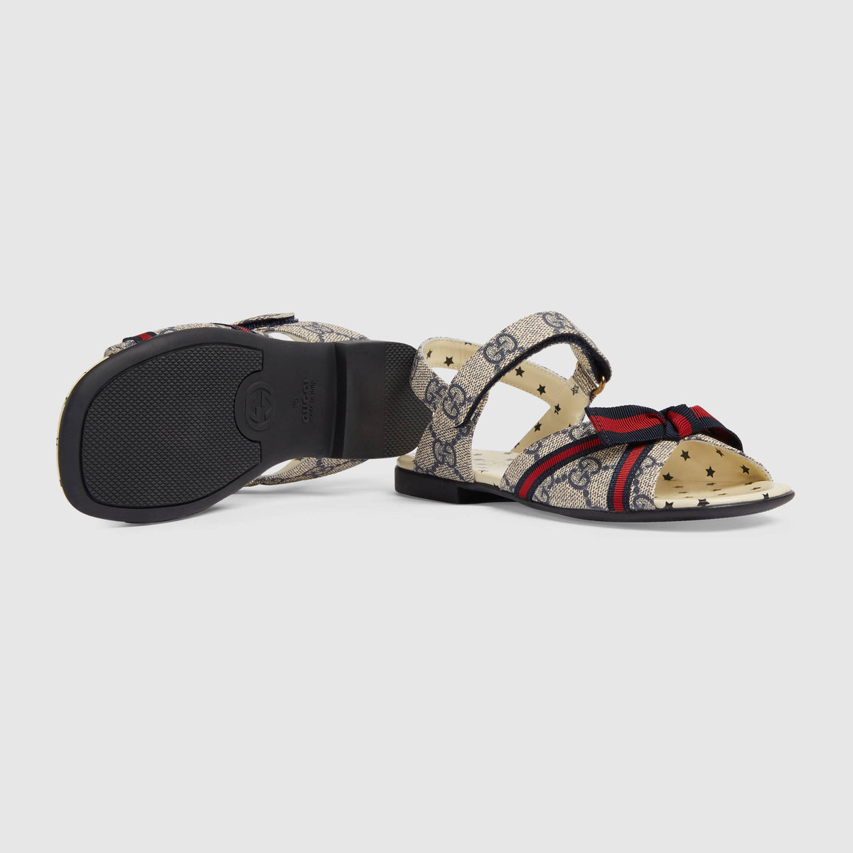 Girls Beige & Blue GG Sandals