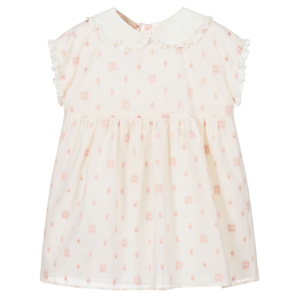 Baby Girls Ivory Logo Cotton Dress