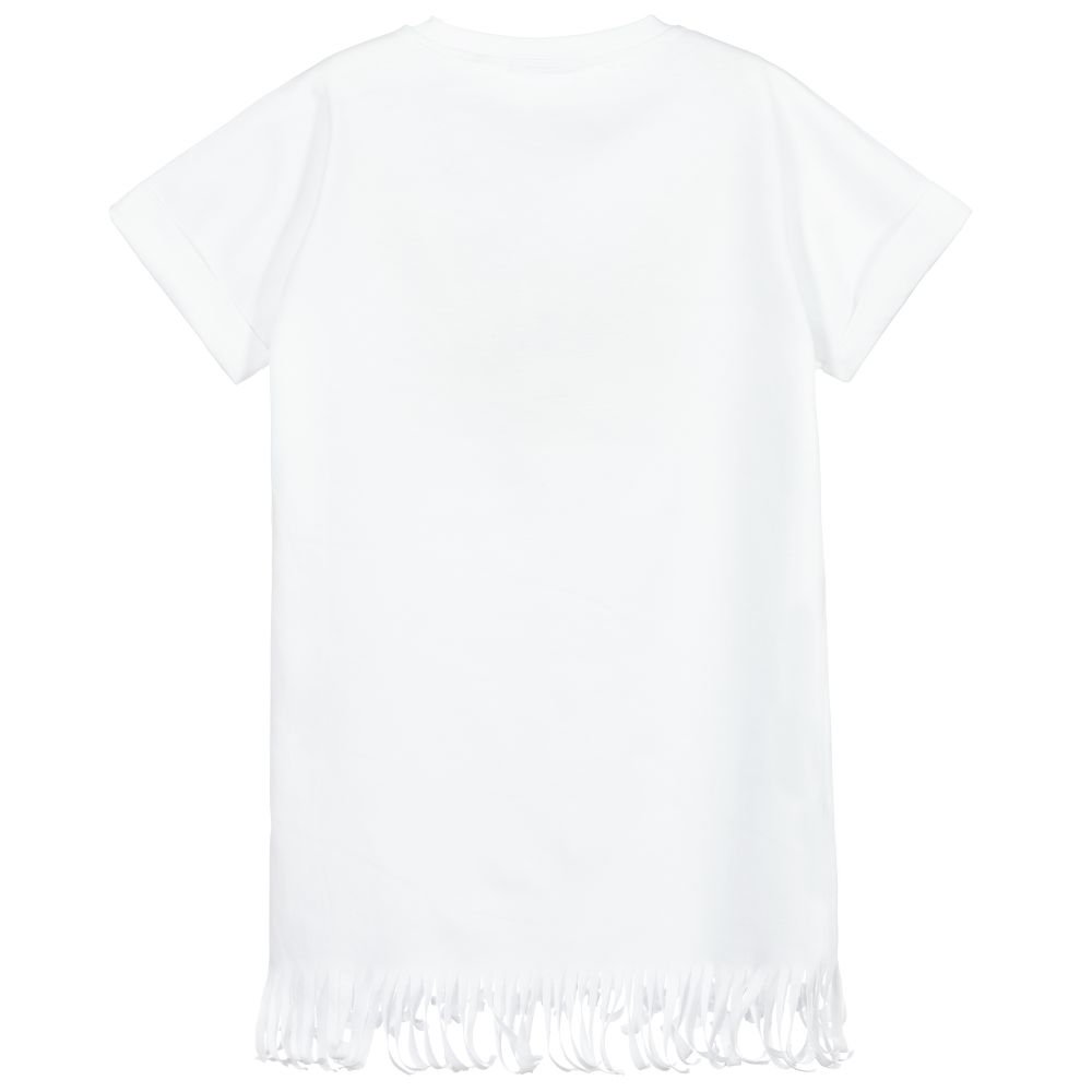 Girls White Logo Print Jersey Dress