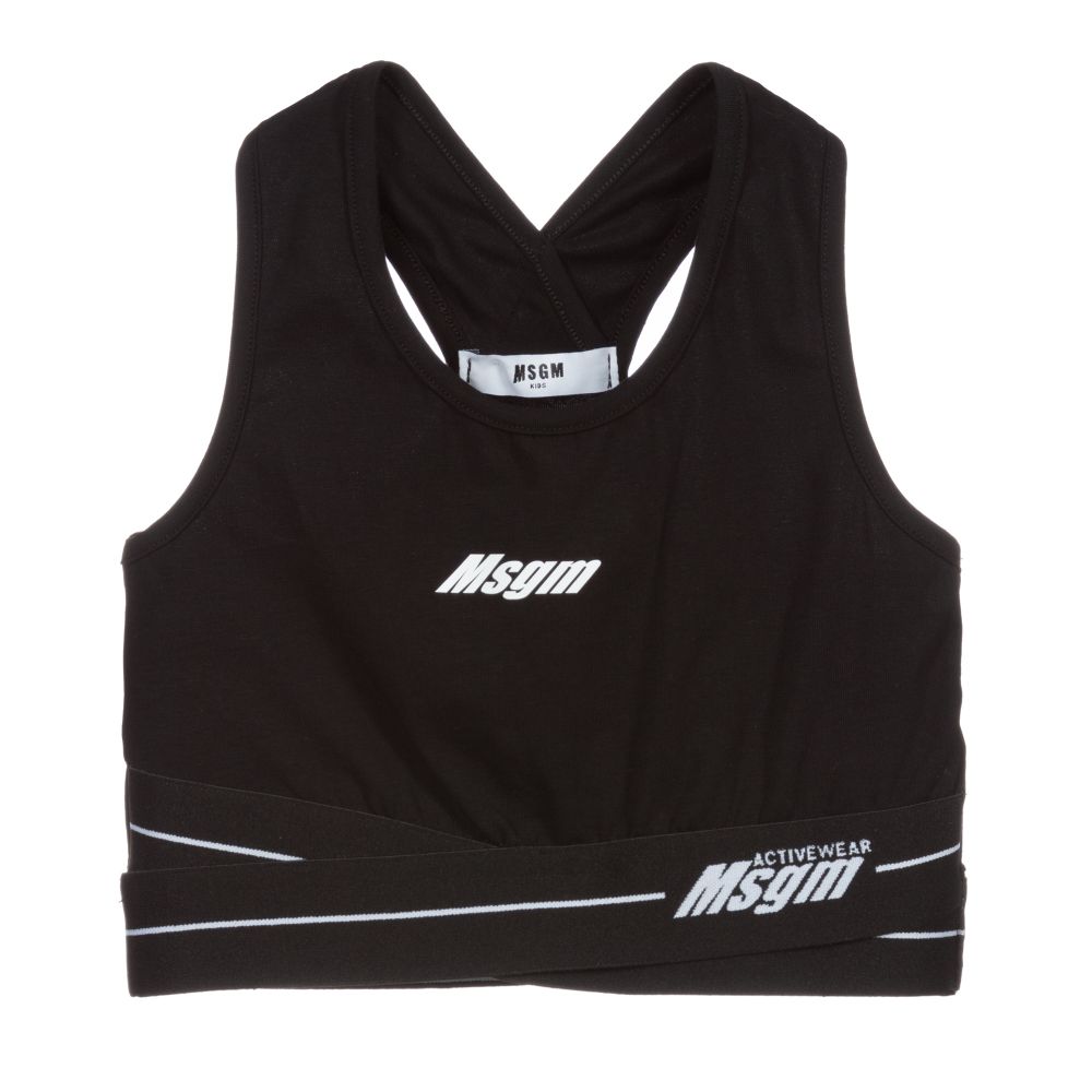 Girls Black Logo Jersey Top