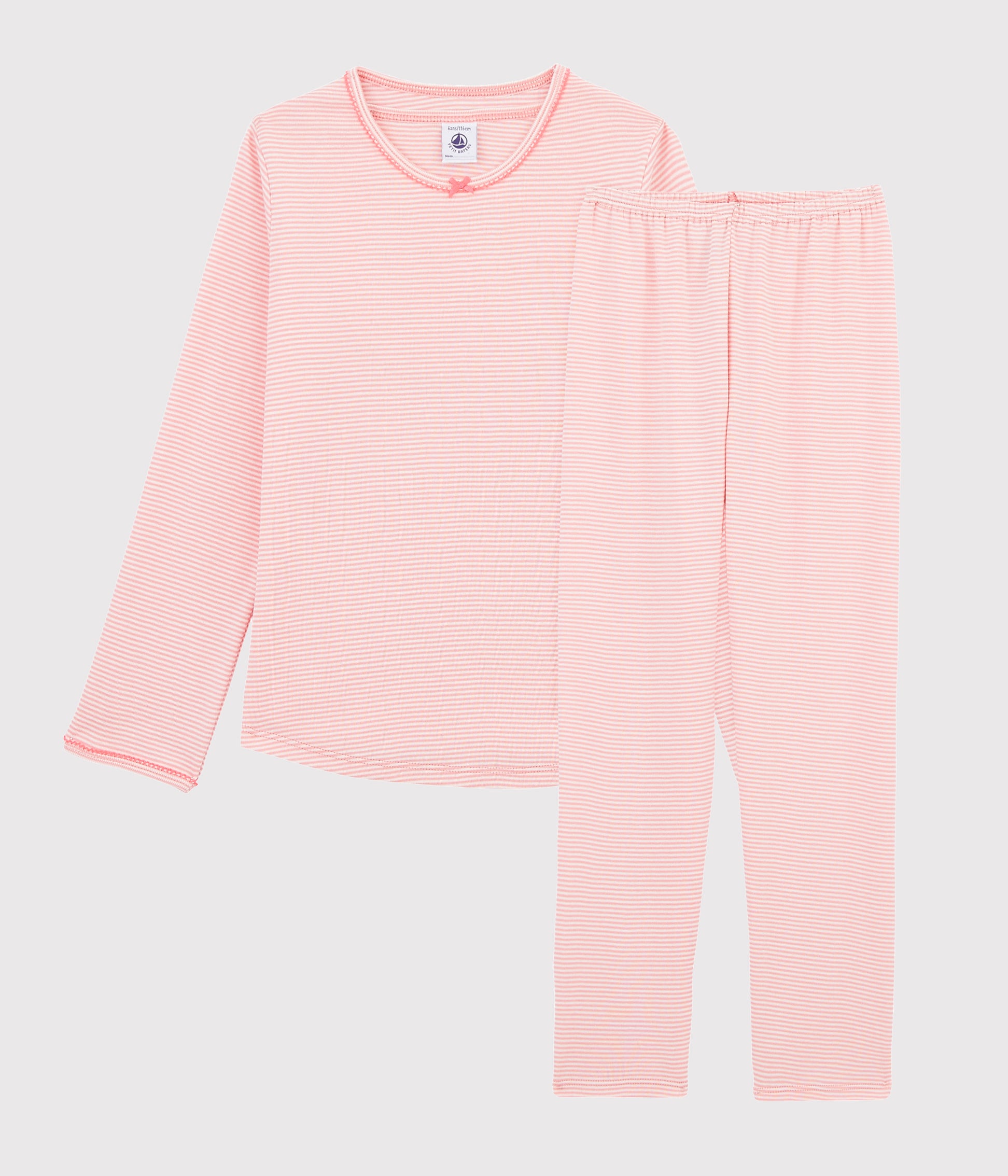 Girls Pink Stripe Cotton Nightwear Set