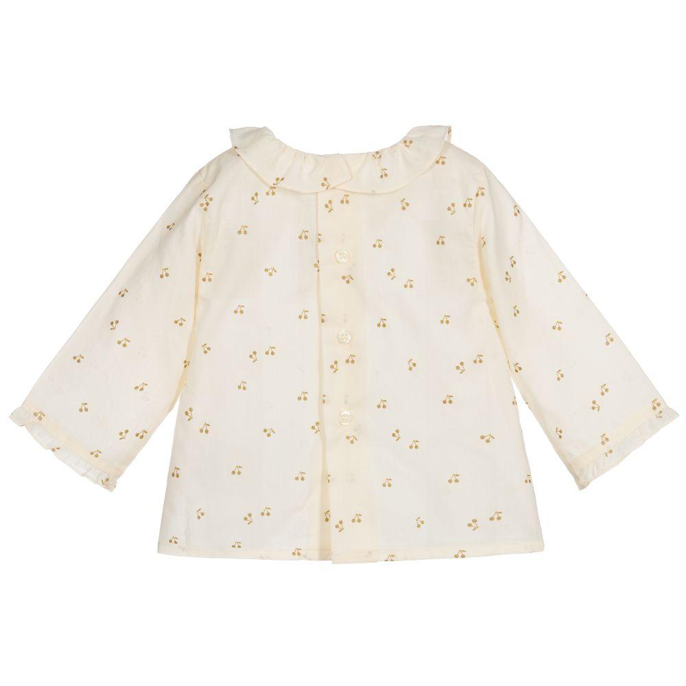 Baby Girls Beige Ruffled Collar Blouse