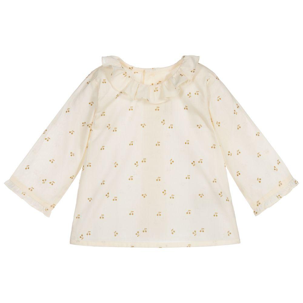 Baby Girls Beige Ruffled Collar Blouse